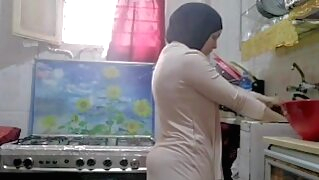 routine hijab arabic muslim in kitchen routine